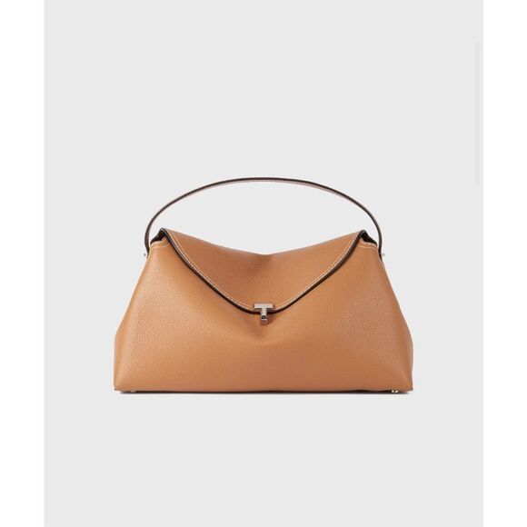 TOTEME Handbags - TOTEME T-Lock Grained-Leather Top Handle Tan